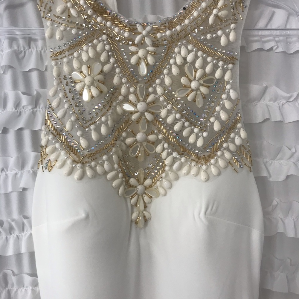 Beaded Embellished Gown in Ivory